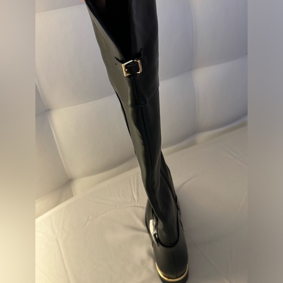 Brand new black leather knee high boots.  Still in box. - Picture 2 of 4